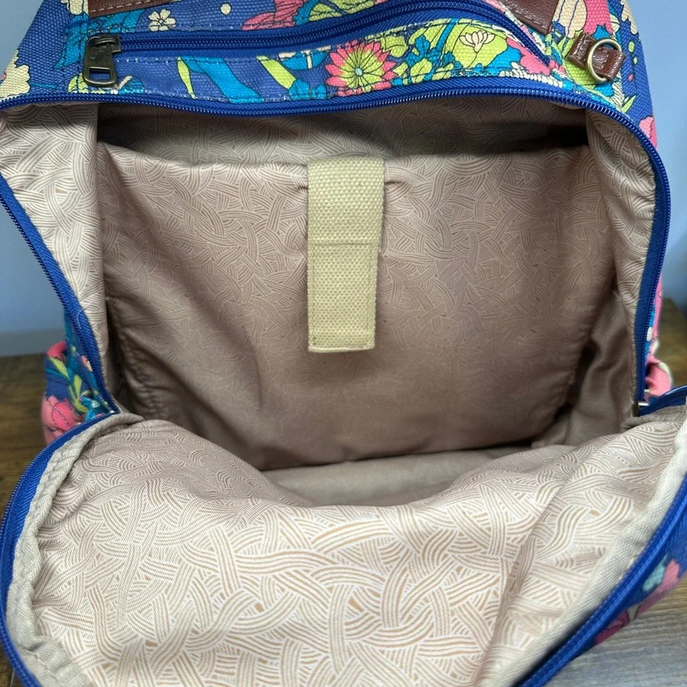 Sakroots Spirit Desert Floral Canvas Backpack Blue Pink Multi Laptop Sleeve